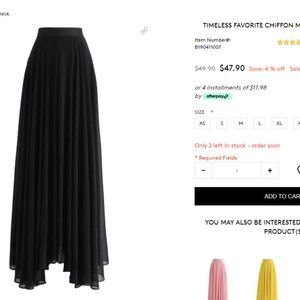 Black ChicWish Chiffon Maxi Skirt NWT